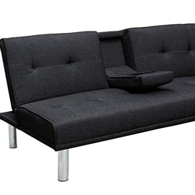 China Mid Century Modern Metal Leg Cheap Futon Foldable I Shape Folding Sofa Bed For Living Room for sale