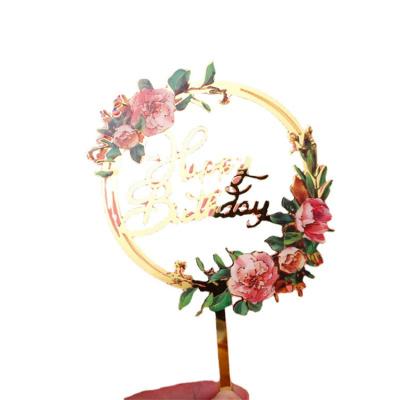 China Fashion Extraordinarily Crafted New Design Flower Birthday Cake Topper Decoration For Happy Birthday And Wedding Cake Accessories for sale