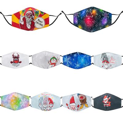 China Factory Eco-Friendly Men Women Party Masks Pattern Washable Reusable Adjustable Face Cover For Christmas for sale