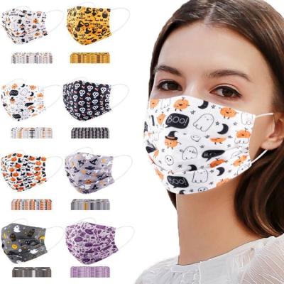 China Eco-friendly Custom Logo Printed Non Woven Fabric Pumpkin Facemask Party Mask For Halloween for sale