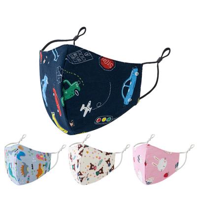 China 2022 Fashion Print Fashion Kids Car Rabbit Bear Dinosaur Bear Cotton Sublimation Customized Reusable Kids Face Masks for sale