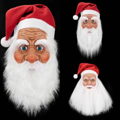 China White Beard Old Man Halloween Mask Latex Headgear Latex Mask White Beard Old Man Dress Up Party Santa Claus Party Mask For Christmas for sale