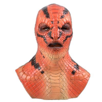 China Eco-friendly Realistic Fancy Realistic Animal Snake Dress Prop Latex Mask Latex Fancy Dress Halloween Head Mask for sale