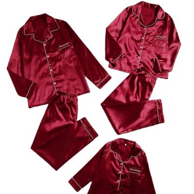 China 2022 Breathable Hot Sale Parent Child Suit Mommy And Me Set New Silk Satin Christmas Pajamas Set Matching Family Outfits Christmas Sleepwear for sale