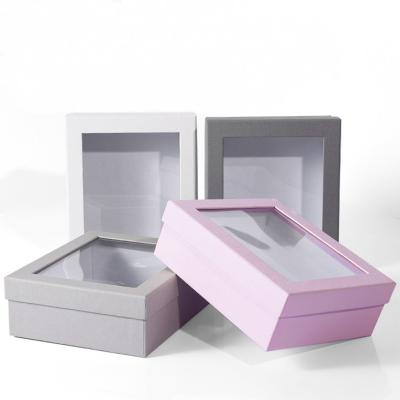 China Recyclable Transparent Clear Box With Lid Christmas Cardboard Gifts Box In Pink Green And Blacks Empty Colored Chocolate Box for sale