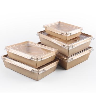 China Disposable Recyclable Food Take Out Brown Kraft Paper Food Lunch Box With Window Take Out Kraft Paper Box for sale