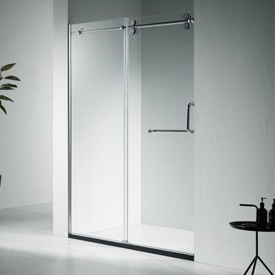 China 8mm Tempered Glass Single Sliding Door Hotel Bathroom Waterproof Frameless Shower Screen for sale