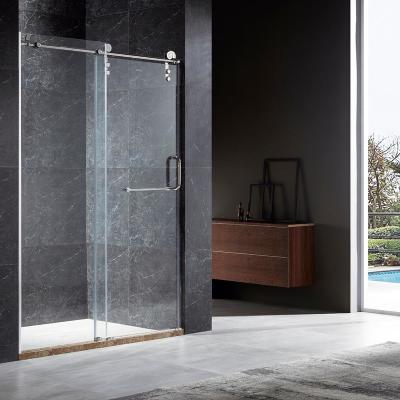 China Hot Sale Free Standing Glass Single Sliding Door 304 Stainless Steel Shower Room for sale