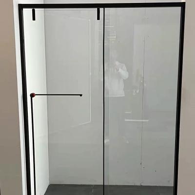 China High quality hotel matte black single sliding 304 stainless steel tempered glass indoor bathroom shower door Te koop