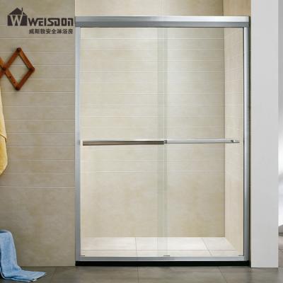 China Cheaper Price Aluminum Frame Double Sliding Door Double Sliding Shower Door for sale