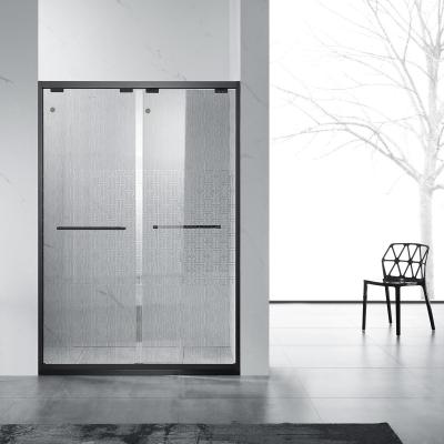 China Sliding 304 Stainless Steel Double Sliding Door Black Frame Tempered Glass Shower Doors for sale