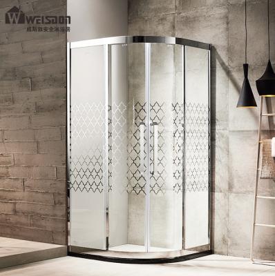 China 304 Stainless Steel Frame Sliding door Tempered Glass Shower Room curved glass shower enclosure for sale