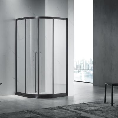 China High quality 304 stainless steel frame tempered glass corner arc shape double sliding shower room for sale