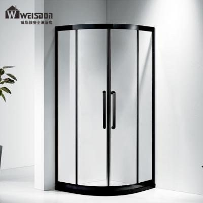 China Wholesale stainless steel tempered glass bathroom double sliding arc shape shower room for sale