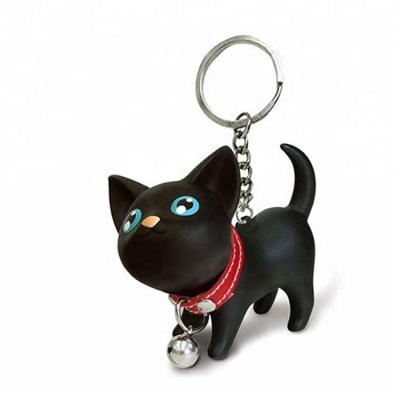 China DIY Toy Plastic Cat Key Ring Keychain With Stainless Steel Black Wire for sale