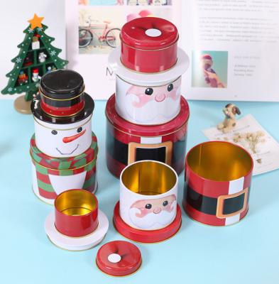 China Gift & Craft Christmas promotion gift lovely 4 layers 3 layers snowman Santa Claus tin can for Christmas gourmet tin packaging sets for sale