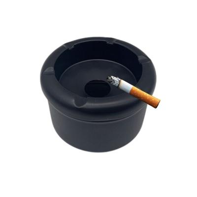 China Gift & Craft Custom logo matte black portable metal ash container in car cigarette holder ash tray tin container gift promotion metal can for sale