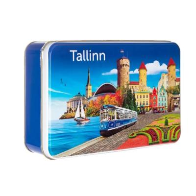 China Food Food safe Spain Barcelona crepes chocolate tin box fancy rectangle tin box with lid for chocolate candy sweets 190x120 for sale