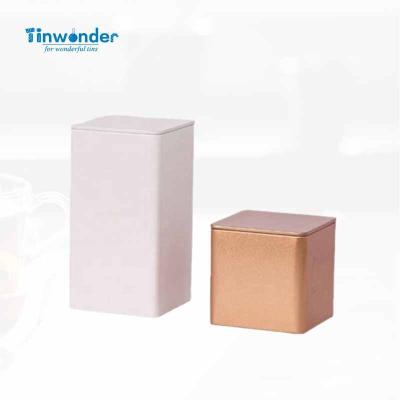 China Beverage Food safe air tight square tin cube for loose tea metal cube tin box with pillow lid for coffee bean 85x85x85 85x85x160mm for sale