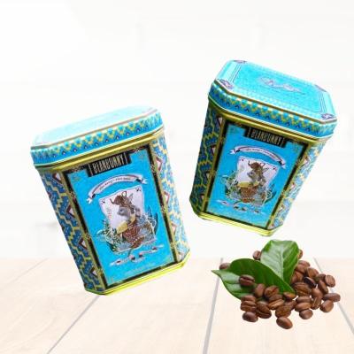 China Beverage food safe fancy cute slim small Arabic hexagonal octagonal tea packaging coffee packaging metal tin box with lid for sale