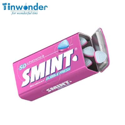 China Food Custom logo empty tin cans for 50 mints and chewing gum frisk smint eclipes mint tin air tight portable mint tin box for sale