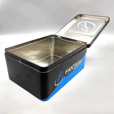 China Food Black rectangle tin box for hookah shisha flavors with hinged lid window lid straight rectangle tin 180x130 for sale