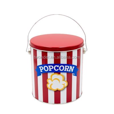 China Food Custom design Gallon Tin Can with handle 1 gallon popcorn tin half gallon popcorn tin for sale