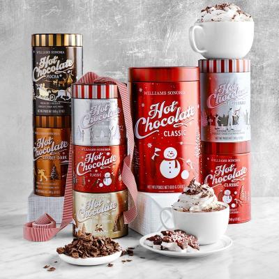 China Food Williams Sonoma empty hot chocolate cocoa 3 layers stacking round tin cans top quality stacking metal cans for multi favors for sale