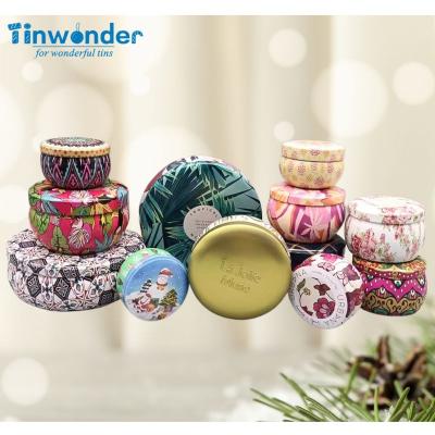 China Gift & Craft 2.5oz 4.4oz 6.5oz 7oz 8oz 12oz 14oz 16 oz tin candle vessels with lid bubble drum bowl shape candle tin jars with lid for sale