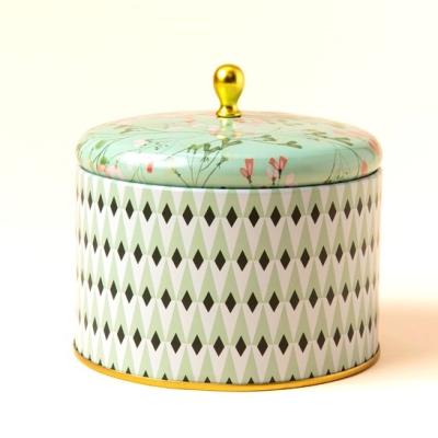 China Gift & Craft Fancy candle tin jars with knob on domed cover 14oz luxury candle tins 16oz 20oz metal jars for candle for sale