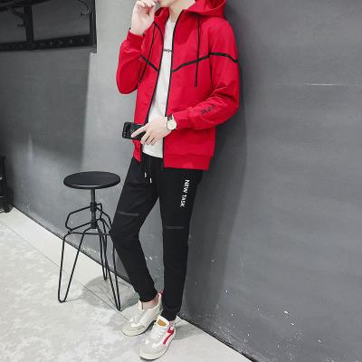 China 2022 Amazon trend two-piece collar comic sportswear jogger suit of new fall warm casual men's windproof sportswear for sale