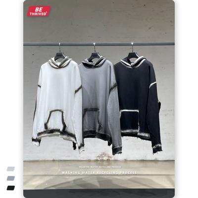 China 2021 AUTUMN/winter high street fashion dark hoodie inkjet graffiti structure bone pure cotton windproof hoodie for sale