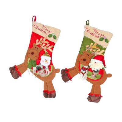 China Mow 2021 Lovely 3D Snowman Christmas Foot Candy Sack Christmas Tree Ornament Gift Hanging Bag for sale