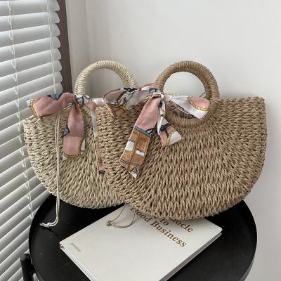 China Spooky wholesale fashion low price beach bag water hyacinth handbag straw tote bag beige rattan bag for sale