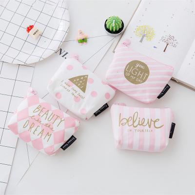 China New beautiful pink anti-theft canvas change purse with the small change of the hand to receive a creative bag girl change purse for sale