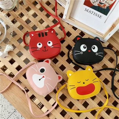 China Wholesale Cute Baby Handbag Spooky PU Leather Shoulder Cross - Body Messenger Bag Kindergarten Kitten Kids Money Coin Purse Small for sale