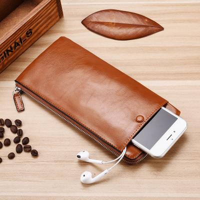 China 2021 New Fashion Hot Men's Anti-theft Wallet Wholesale Unique Genuine Leather Logo Money Clutch Purse Mobile Phone Bag Wallet Custom Made Men for sale