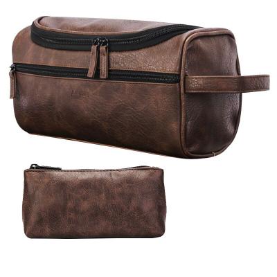 China Fashion Spooky Solid Color Makeup Bag Waterproof PU Leather Wash Bag Handheld Multifunctional Toiletry Bag Storage Bag With Men for sale