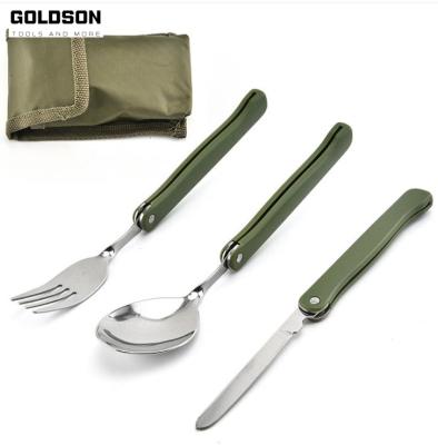 China Travel Cutlery Set Spoon Knife Fork Folding Cutlery Set for sale