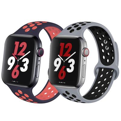 China Soft Silicone Rubber Band For Apple Watch Series 1 2 3 42mm 38mm Rubber Strap For iWatch 4/5/6/SE 40MMM 44MM for sale