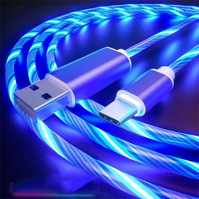 China MP3/MP4 Player LED Stream Luminous Data Cable Fast Charging Cable For Micro Type C Mobile Phone Cable Usb Charger iPhone Xiaomi Cables for sale