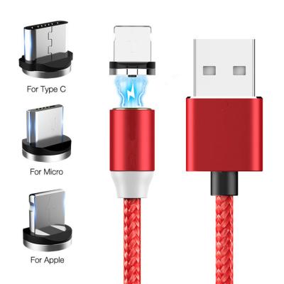 China New Arrival Mobile Phone 3 Plug 3 In 1 Magnetic USB Fast Charging Micro Cable Type C Usb C Phone Data Cable Charger For Samsung Android IOS for sale