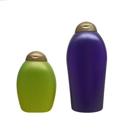 China Dongguan Factory Wholesale Plastic Packaging PET Bottle Personal Shower Gel Shampoo Flat Oval Skin Care Container With Flip Top Cap for sale