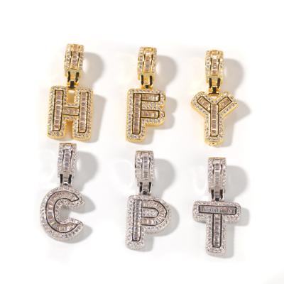 China Wholesale Hip Hop Zircon English Alphabet Hip Hop Jewelry Gold Plated Initial Letter-Chain Pendant Necklace for sale