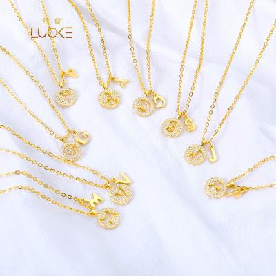 China Bling personalized simple CLASSIC Diamond Zircon Hollow Letter Necklace around cavity alphabet initial necklace for sale