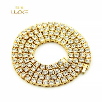 China Alloy Bling Hip Hop Rhinestone Chain Cuban Link CLASSIC Chain Diamond Necklace for sale