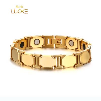 China CLASSIC Gold health bracelet most popular magnets tungsten steel men watch chain magnets bracelet for sale