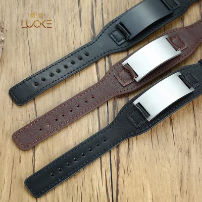 China CLASSIC High Quality Custom Made Men's Leather Strap OEM Stainless Steel Logo Blank Watch Band Leather Strap for sale