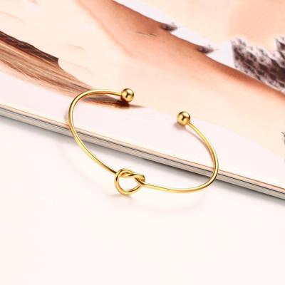 China CLASSIC Women Gold Plated Stainless Steel Open Knot Bracelet Open Knot Cuff Bangle Bracelet for sale