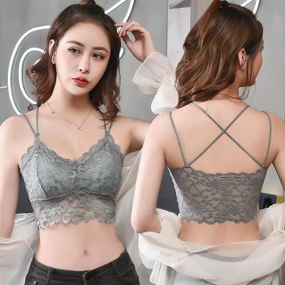 China 2022 Women Girl Lace Bralette Bikini V Back Beauty Bra Soft Lace Bra Thin Wire Free Deep Crisscross Underwear QUICK DRY For Women for sale